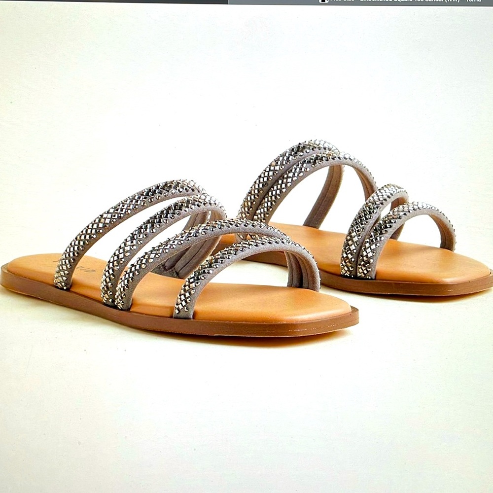 TORRID EMBELLISHED SQUARE TOE SANDALS.
